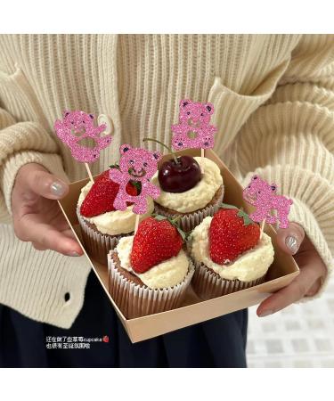 Rsstarxi 24 Pack Bear Cupcake Toppers Glitter Gender Reveal Themed Teddy Bear Cupcake Food Toothpicks Baby Shower Cake Decorations for Kids Birthday Party Decorations Supplies Pink Design 3 Pink - Buy Online on GoSupps.com