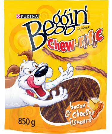 Beggin' Chew-rific Dog Treats Bacon and Cheese - 850 g Pouch (1 Pack) & Beggin' Strips Dog Treats Cheeseburger - 708 g Pouch (1 Pack) - Buy Online on GoSupps.com