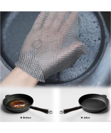 2 Pack Stainless Steel Cast Iron Scrubber - Rectangle Metal Chainmail for Cleaning Cookware, Skillet, Pan, Dutch Oven - Buy Online on GoSupps.com