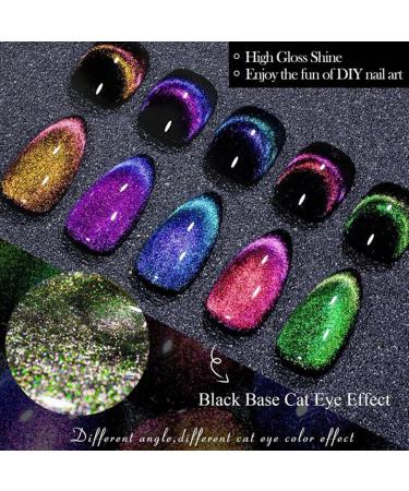 Cat Eye Gel Nail Polish Set 6 Colors Galaxy Holographic Magnetic UV Nail Polish with Magent Stick Sparkly pink blue nails Rainbow Shiny Nail ArtBase Black Nail Varnish and Gel Nail DIY Nail Salon 02 - Buy Online on GoSupps.com