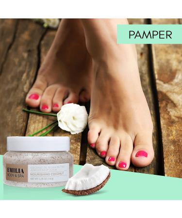Emilia Foot Scrub - Natural Organic Exfoliating Scrub with Dead Sea Minerals, Coconut Oil, and Shea Butter - Ideal for Feet, Body, Pedicure, and Cracked Heels - Buy Online on GoSupps.com