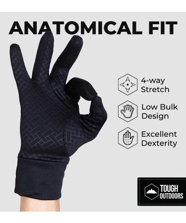 Tough Outdoors Winter Running Gloves with Touch Screen - Thin Thermal Glove Liners for Texting & Cycling - Medium/Large - Buy Online on GoSupps.com
