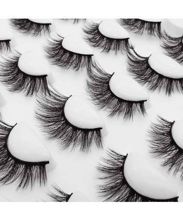 Hannahool 10 Pairs 3D Natural False Eyelashes - Reusable Fluffy Cross Faux Mink Long Stripe Lashes Y02 - Buy Online on GoSupps.com