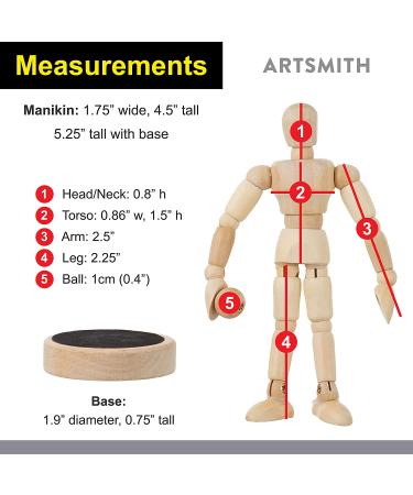 Artist Manikin Posable Figure - 4.5 Magnetic Wood Mannequin Form for Human Figure Drawing - Full Body Mini Wooden Art Model on Stand - Life Drawing Supplies 4.5" Magnetic - Buy Online on GoSupps.com