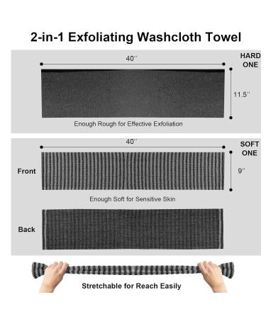 Yiclick 2 Pack Exfoliating Washcloth Towel - Korean Japanese African Body Scrubber Loofah Sponge - Shower Bath Exfoliator Rag - Buy Online on GoSupps.com