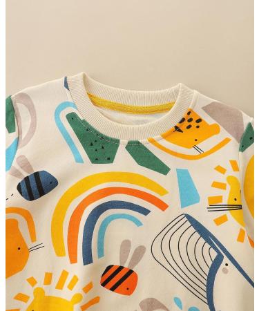 Kids Dinosaur Sweatshirt | Cotton Long Sleeve Jumper for Boys & Girls 1-8 Years | Toddler Pullover T-Shirt | Baby Clothes 5-6 Years | Rainbow Design - Buy Online on GoSupps.com