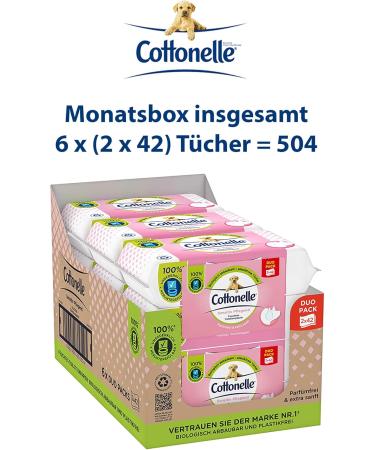 Cottonelle Moist Toilet Paper | Sensitive & Nourishing Wet Wipes | Biodegradable Plastic-Free Resealable Duo Pack (6 x 84 Pieces) - Ship Internationally - Buy Online on GoSupps.com