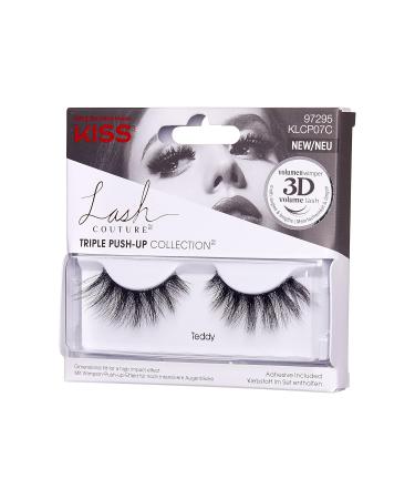 Kiss Lash Couture Triple Push Up Collection - 3D Volume Fake Eyelashes (Teddy) | Animal Test-Free Reusable Includes Black Eyelash Glue | International Shipping Available - Buy Online on GoSupps.com