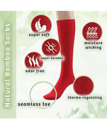 Girls Knee High Bamboo Seamless Toe Socks 3 Pack - Red School Uniform Socks for Little Big Girls 7-8 - Buy Online on GoSupps.com