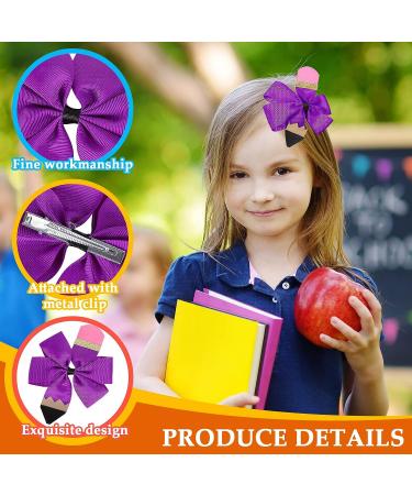 Whaline 8Pcs Back to School Bow Hair Clips - Colorful Pencil Hair Bows for Girls - Cheerleader Hair Accessories - Buy Online on GoSupps.com