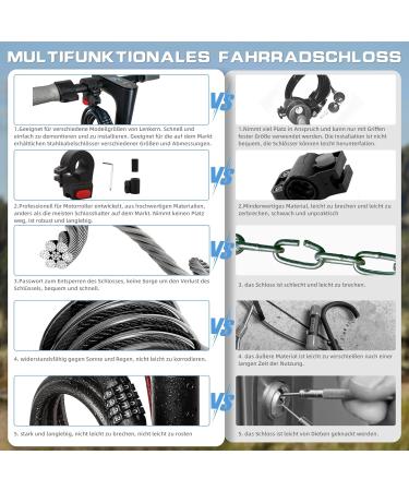 E Roller Lock - 4-Digit Bicycle Cable Lock for Xiaomi M365/PRO2/Max/ES/GXL Scooter & More | 1.2m Anti-Theft Solution with 12mm Steel Cable - Buy Online on GoSupps.com