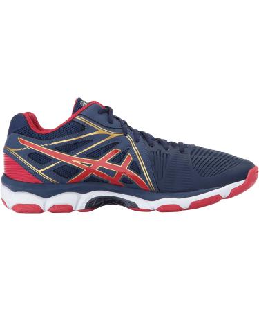 ASICS Men's Gel-Netburner Ballistic Mid Top Volleyball Shoes - Indigo Blue/Prime Red/Rich Gold - Size 6.5 - Buy Online on GoSupps.com