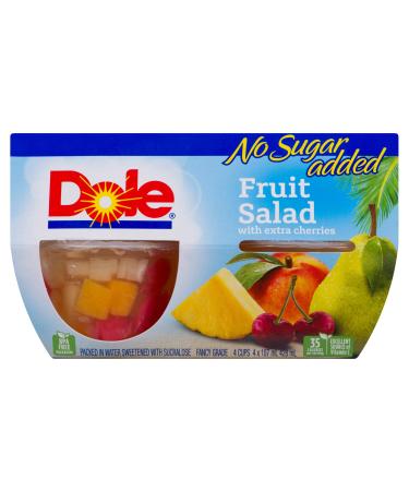 Dole Fruit Bowls Fruit Salad with Extra Cherries in Water No Sugar Added Healthy Snack 107 ml 4 Cups Packaging May Vary
