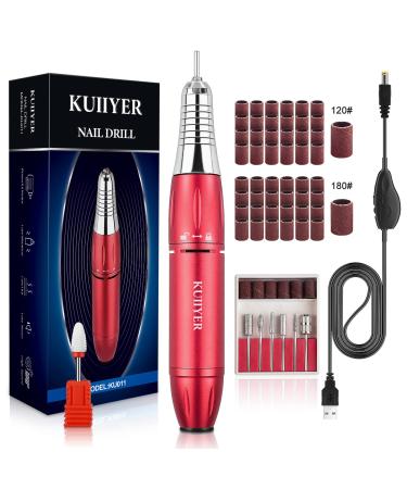 Electric Nail Drill Machine, KUIIYER 30000RPM Professional Nail Drill Kit (65Pcs Portable Variable Speed All-Metal Chuck Lock Forward & Reverse Nail File Set) for Acrylic Nails DIY Manicure Pedicure