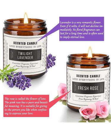 2 Pack Aromatherapy Amber Jar Candles Sandalwood Rose, Lavender Scented - Rustic Home Decor - Natural Soy - Ideal Gifts for Mom - Buy Online on GoSupps.com