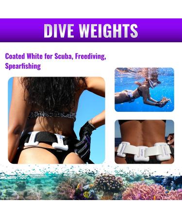 AQUATIC Coated White Dive Weights - 2.2lb (1kg) for Scuba, Freediving, Spearfishing - Buy Online on GoSupps.com