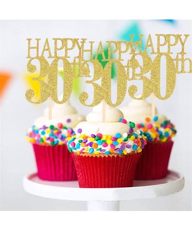 Unimall 24 Pieces Gold Glitter Number 30 Birthday Cupcake Toppers Happy 30th Cupcake Picks Mini Cake Decorations for Youth 30 Years Old Birthday Anniversary Party Supplies - Buy Online on GoSupps.com