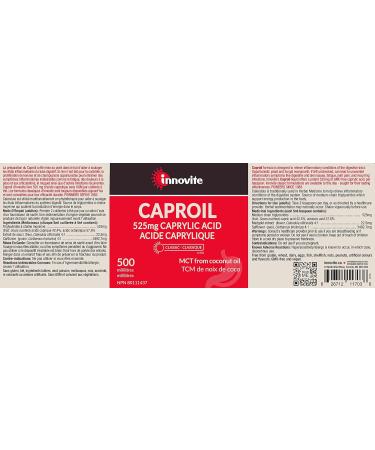 Innovite - Caprylic Acid 525mg per Serving 500ml - Health Liquid Caproil - Pure Coconut Derived Caprylic Acid - Dietary Supplement for Digestive Support - Buy Online on GoSupps.com