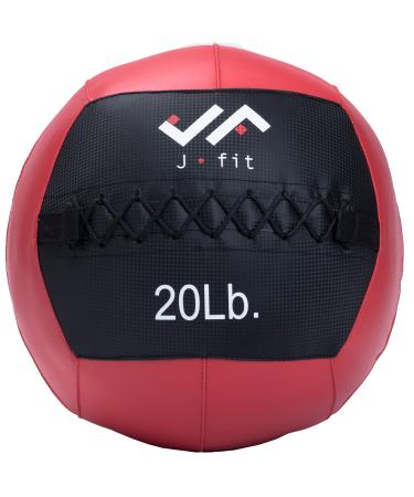 JFIT Wall Medicine Ball - 10 Weight Options 4lb-30lb - Durable Wall Balls for Exercise, Cardio, Core Strength Red/Black 20-Pound