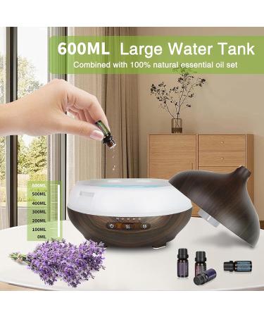 Gutiyyo 600ml Aroma Diffuser | Essential Oil Diffuser with 5x10ml Oils 7-Color LED Humidifier & Auto Shut Off - Buy Online on GoSupps.com