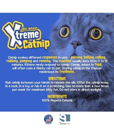 Xtreme Catnip Leaf 0.5 oz - 100% Natural & Organically Grown | Super Concentrated Non-Addictive Catnip Leaves for Fun Cat Treats, Toys, Scratching Posts & More - Buy Online on GoSupps.com