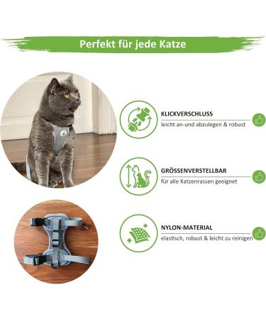 MC-Royal Premium Cat Dishes with Leash - Adjustable Size for Small & Large Cats | Durable Break-Proof Cat Bowls in Gray (XXS) - Buy Online on GoSupps.com