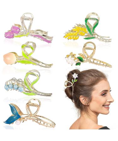 Noverlife 6PCS Metal Flower Hair Claw Clips - Non-Slip Floral Barrettes with Various Designs - Strong Hold for Thick & Thin Hair - Buy Online on GoSupps.com