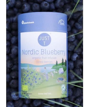 JUST T Nordic Blueberry Premium Loose Leaf Tea (125g) | Organic Fruit Tea Infused with Forest Berries | Organic Loose Tea Organic High-Grown Tea in a Sustainable Storage Tin for All Tea Lovers Nordic Blueberry 125 g - Buy Online on GoSupps.com