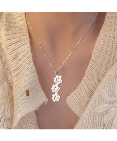 Exlarify Personalized Paw Print Necklace | Dog Lovers Memorial Jewelry | Customizable Pet Name Necklace | Ideal Mother's Day Gift - Buy Online on GoSupps.com