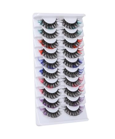 ALPHONSE Colored Russian Strip False Lashes - D Curl Fluffy Volume Curly Faux Mink 10 Pairs - Buy Online on GoSupps.com