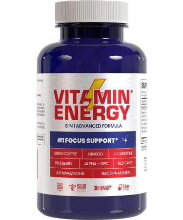 Vitamin Energy Focus+ Energy Capsules Up to 7+ Hours of Energy 30 Capsules 1 Pack