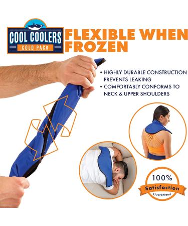 Flexible Gel Ice Pack for Neck and Shoulders - 2 Pack | Reusable Cold Compress for Muscle Pain, Bruising, and Swelling | 23 x 8 x 5 - Buy Online on GoSupps.com