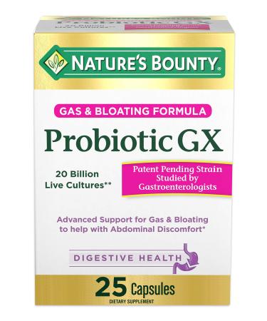 Probiotic, for Occasional Gas and Bloating Dietary Formula by Nature's Bounty, Dietary Supplement, Helps with Abdominal Discomfort, Promotes Digestive Health, 25 Capsules