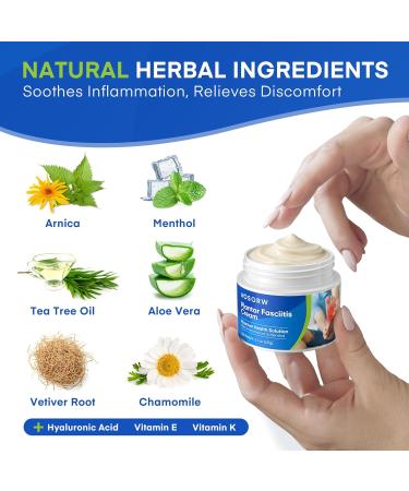 AOSORW Plantar Fasciitis Relief Cream - Natural Herbal Formula for Foot Heel Spur Ankle Leg & Hand Discomfort - Premium Health Care Products - 60g / 2.1 Oz - Buy Online on GoSupps.com
