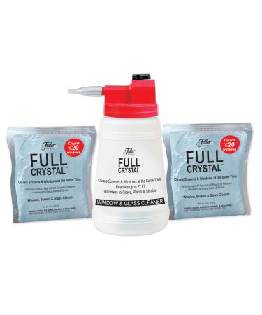 Fuller Brush Full Crystal Kit Bottle & 2 Four Ounce Bags of Powder, Cleans Windows, Glass and Screens-Cleans UP to 40 Windows