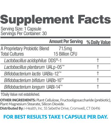 UP4 Adult Probiotic Supplement - 15 Billion CFU, Digestive & Immune Support, Non-GMO, Vegan - 30 Veg Capsules - Buy Online on GoSupps.com