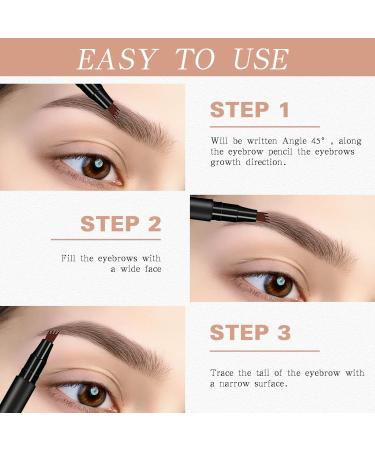 4-Tip Microblade Eyebrow Pen - Waterproof & Smudge-Proof Dark Brown+Black - Buy Online on GoSupps.com