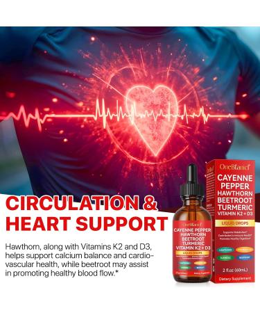 Organic Cayenne Pepper Drops 60ml Cayenne Pepper Hawthorn Beet Root Turmeric Vitamin k2 d3 Boosts Metabolism Aids Digestion Strengthens Immunity - Buy Online on GoSupps.com