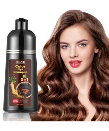 Hair Dye Shampoo for Gray Hair - 3 In 1 Hair Color Shampoo for Women Natural Ingredients Ammonia-Free Champu Para Canas Mujer Dark Brown (500mL 17.6 Fl Oz)