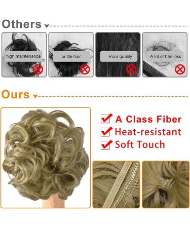 Silver Grey Hair Scrunchies Bun Extensions - Curly Wavy Messy Hair Pieces for Girls - Fake Ponytail Chignons Hair Accessories - Buy Online on GoSupps.com