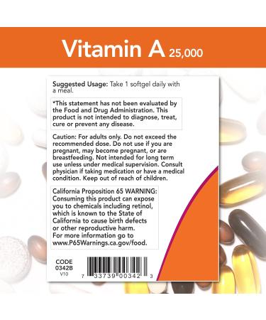 NOW Foods Vitamin A 25000 IU from Fish Liver Oil 250 Soft-gels (Multi-Pack) - Buy Online on GoSupps.com