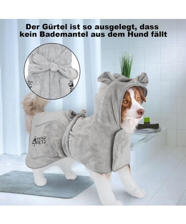 Ownpets Dog Stirring Towel | Rapid Drying Terry Bathing Coat with Velcro Fastener & Adjustable Body Band - Thickening Size M Gray - Perfect for Grooming & Bathing Your Dog - Buy Online on GoSupps.com