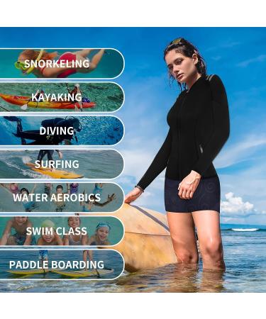 CtriLady Women's 2mm Neoprene Wetsuit Top with Long Sleeves and Zipper Pockets | Black Medium | Ideal for Swimming, Diving, Surfing, and Boating - Buy Online on GoSupps.com