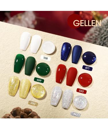 Gellen Gel Nail Polish Kit - Christmas Festive White Green Red Blue Silver Gold Glitter Gel Polish Kit 6 Colors Collection for Christmas Holiday DIY Salon/Home Manicure Festival Gift Set For Women Golden Paradise - Buy Online on GoSupps.com