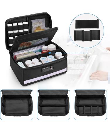 Damero Locking Pill Bottle Organizer - Secure Medicine Storage & Organizer Bag with Inner Dividers for Vitamins & Medical Supplies - Black - Buy Online on GoSupps.com