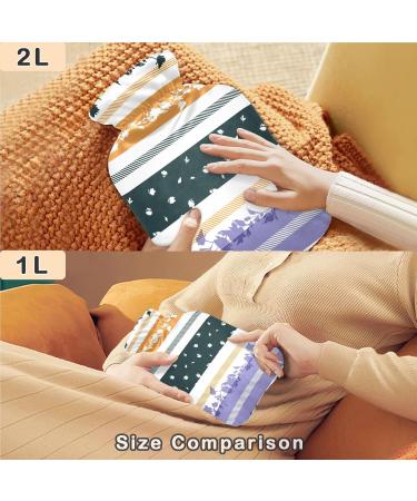 NAANLE Hot Water Bottle with Flower Strips - 1L Transparent Cover for Bed Hand & Feet Warmth Pain Relief Heat & Cold Therapy - Buy Online on GoSupps.com