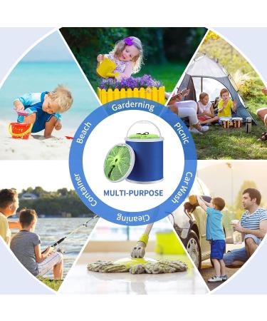 Homelove Collapsible Camping Fishing Bucket 11L - Durable Pop Up Water Bucket with Net and Rope for Outdoor Activities - Foldable Bucket Blue - Buy Online on GoSupps.com