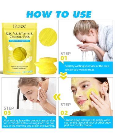 Turmeric Kojic Acid Pads - 60 Exfoliating Cleansing Pads for Dark Spots | Suitable for All Skin Types - 2 Pack - Buy Online on GoSupps.com