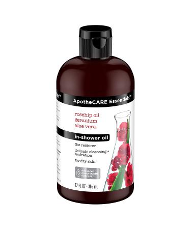 ApotheCARE Essentials Restorer In-Shower Oil - Rosehip, Geranium & Aloe Vera 12 oz - Buy Online on GoSupps.com