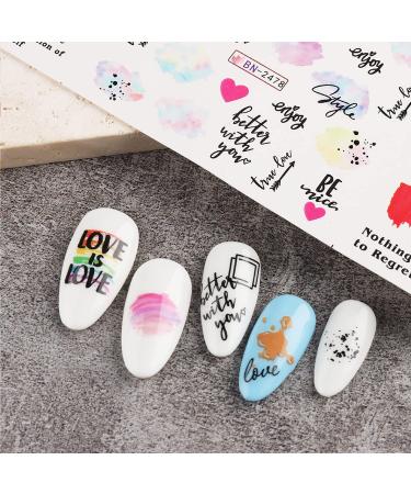 Gay Pride Nail Art Stickers - 12 Sheets Water Transfer Decals for Valentines Day Manicure Decor - LGBT Love Slogan Designs for Women and Girls - Buy Online on GoSupps.com